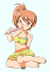 水着の女の子がアイスキャンディー舐めるだけの絵