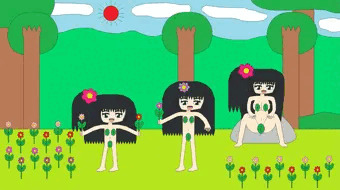 葉っぱとお花畑
