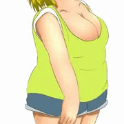 上を見上げるおデブさん