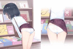 鞄にスカートが引っかかってぱんつ丸出しになっちゃった子