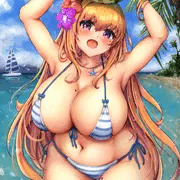 【skeb】南国の海ではしゃぐうちの子