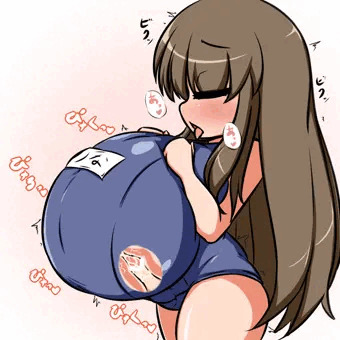 ふたなりセルフ乳内射精　スク水編