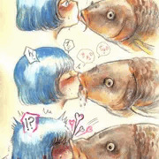 魚とチューする絵