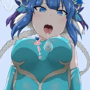 小鳥に餌をあたえるがごとくハクちゃんに唾液たらしてもらっている絵
