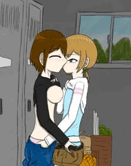 倉庫で百合エッチ