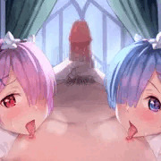 レムラムW乳首舐め手コキ