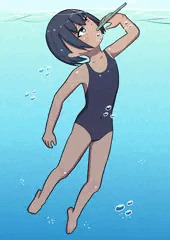 筒で息をする日焼け娘