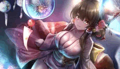 お盆なのでミニ浴衣霊夢（濡れ透け乳首）