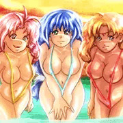 ３人のスリングショット姿