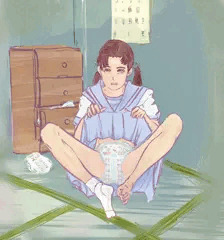 オムツァーJC　漏らしてないけど、蒸れてマンカスビッシリ