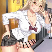 街中で勃起チ○ポを露出するふたなりJKギャル