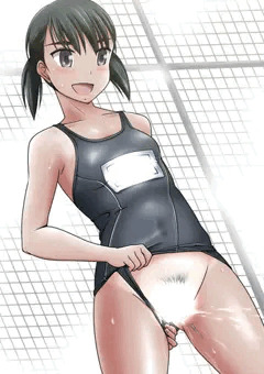 過去絵 挑発少女シリーズ③　「ホラッ、見ろバカ男子っ！」