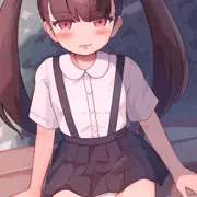 見つめるツインテール