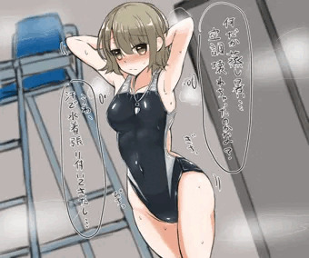 水着が汗で張り付いちゃったプール監視バイトの女の子