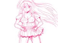 風になびく少女　雑絵