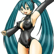 フロントジッパー競泳水着ミク