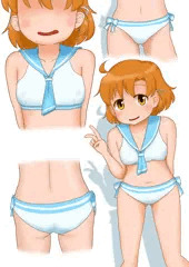 セーラーミズギで撮影する可奈