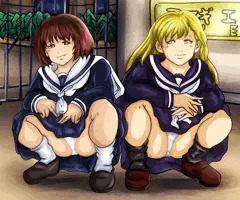 小葉と朋美のうんこ座り