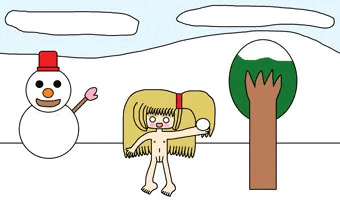 雪の寒さに強いロシアの少女