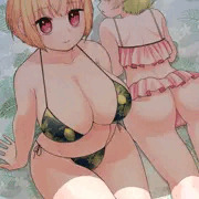 金髪ボブ娘水着
