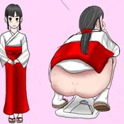 【ラフ画】美人JDの巫女さんの和式トイレ姿を観察ｗ