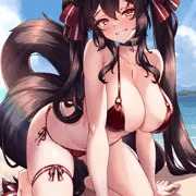 水着の狐娘