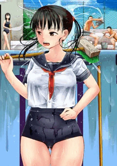 びしょぬれプール清掃