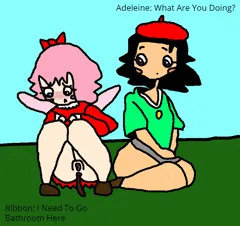 Adeleine & Ribbon Poops Outside 