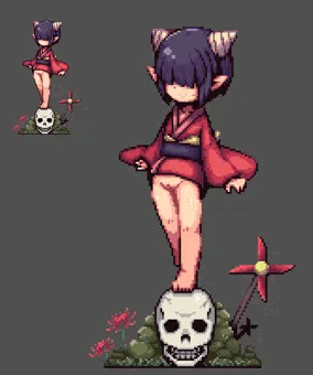 メカクレ鬼っ娘ドット