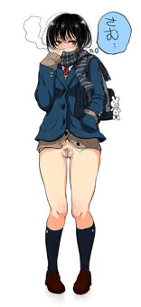 寒そうなJK