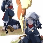 親分ミミロップに襲われるイラスト