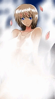 桜散る湯煙で