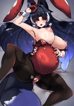 ボテ腹バニースーツえっち