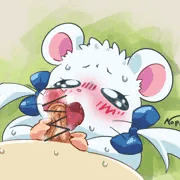 おぴんぴんに夢中なリボンちゃん。