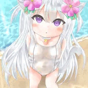 【白スク版】猫耳少女と海へ