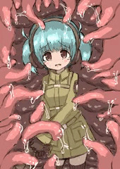 触手に囲まれたツインテ隊員ちゃん