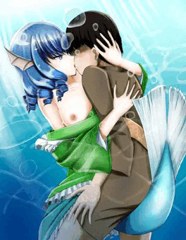 わかさぎ姫と湖の中でキスして空気をもらいながらSEX