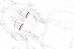水着の玉藻の前とイチャイチャする日　線画