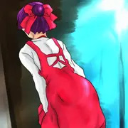 スカートをめくって下着の履き替えする猫娘