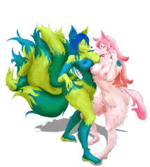 依頼絵、よその子描いてみた。BNAのなずな(狼獣人の姿)とソナちゃん