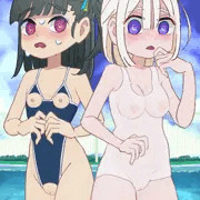スク水女の子ふたり。