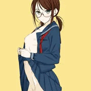 セーラー服×メガネ×たくし上げ差分