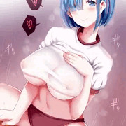 体操服でバランスボールに乗るレムりん