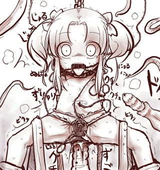 触手いっぱい穴責め