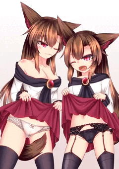 ぱんつ見せてくれる影狼ちゃん姉妹＋ぶっかけ差分付き