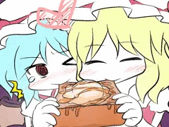 レミリアのハニートーストにかぶりつくフランちゃん