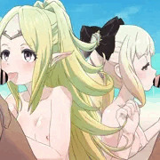 ビーチで楽しむ王女と少女(竜神)