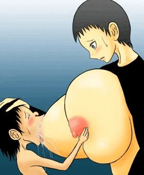 ガキにおっぱいを吸われる短髪のお姉さん