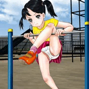 「鉄棒頑張る娘」