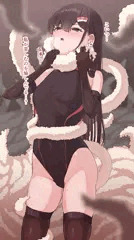 🍣珠ちゃん(オリジナル)競泳水着化、ファー触手愛撫、しめつけ